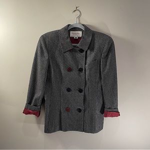 Christian Dior Striped Blazer Double Breast Shoulder Pads 100% Wool Size 8